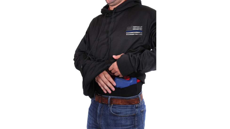 Rothco Thin Blue Line Concealed Carry Hoodie, Black, Extra Small, 52071-Black-XS