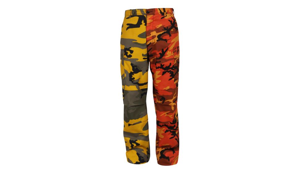 Rothco Two-Tone Camo BDU Pants, Stinger Yellow / Savage Orange Camo, Small, 1830-StingerYellowSavageOrangeCamo-S