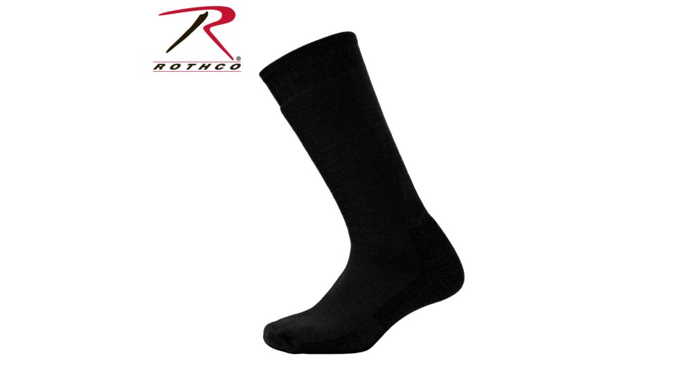 Rothco Mid-Calf Military Boot Sock, Black, L, 4625-Black-L