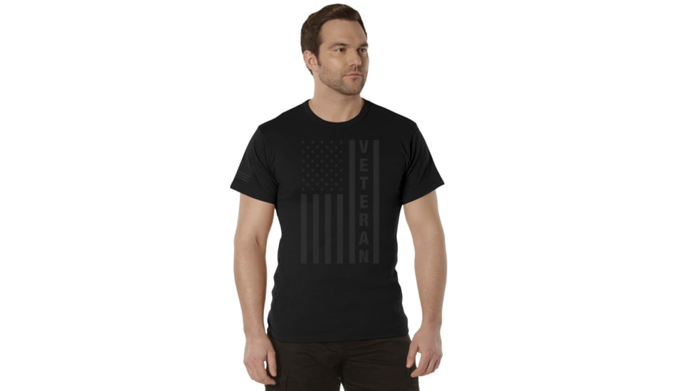 Rothco Veteran Flag T-Shirt - Men's, Black, Small, 27930-Black-S