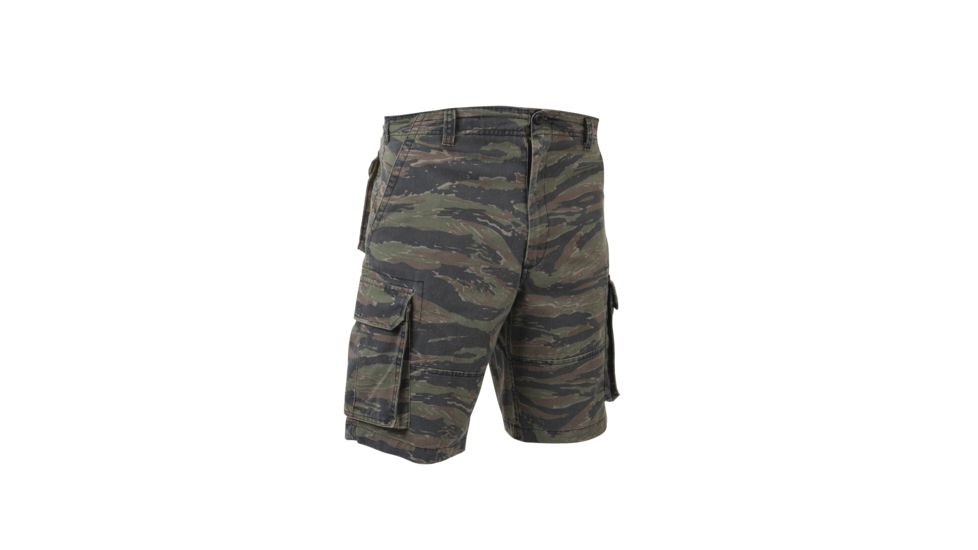 Rothco Vintage Camo Paratrooper Cargo Shorts, Tiger Stripe Camo, Small, 2635-TigerStripeCamo-S