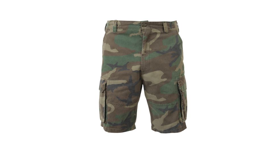 Rothco Vintage Camo Paratrooper Cargo Shorts, Woodland Camo, Extra Small, 2140-WoodlandCamo-XS