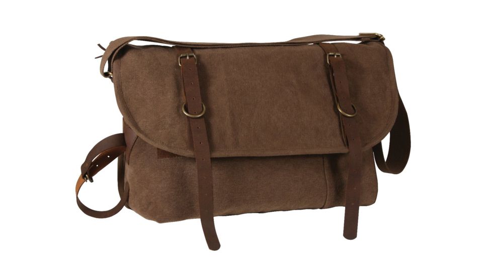 Rothco Vintage Canvas Explorer Shoulder Bag w/ Leather Accents, Brown, 9684-Brown
