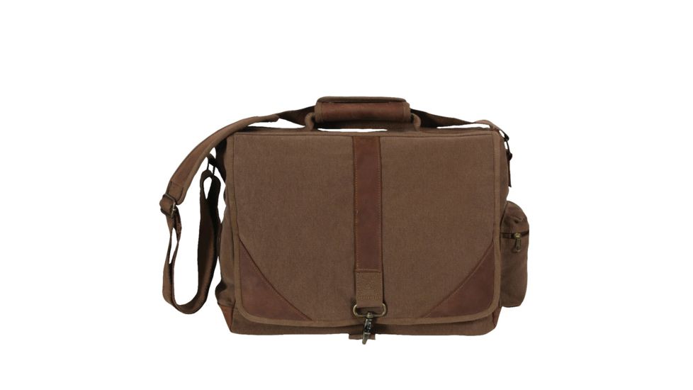 Rothco Vintage Canvas Urban Pioneer Laptop with Leather Accents, Brown, 9690-Brown