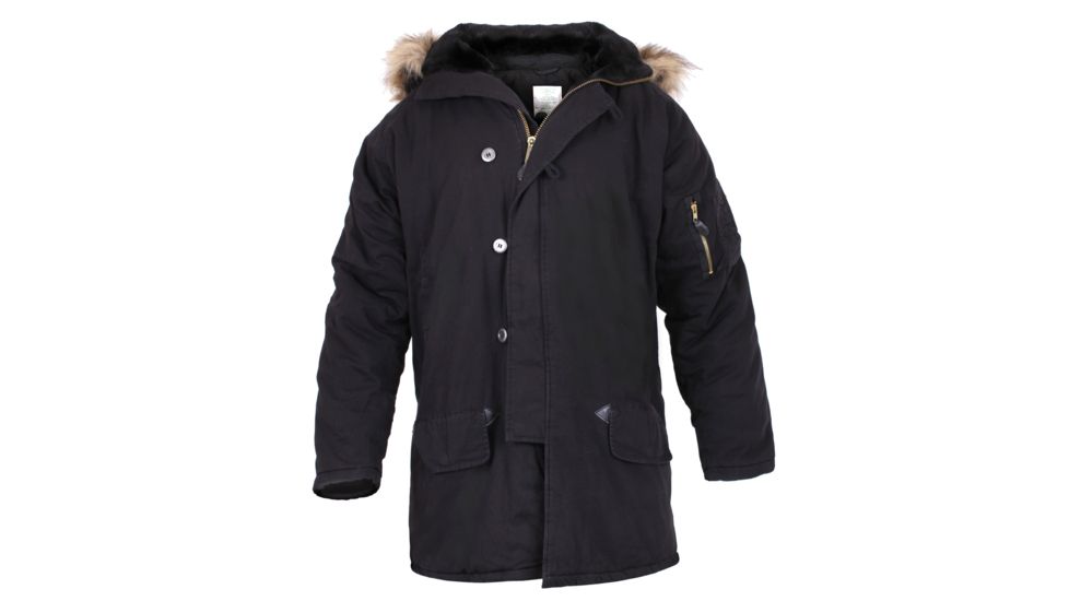 Rothco Vintage N-3B Parka, Black, Small, 9963-Black-S