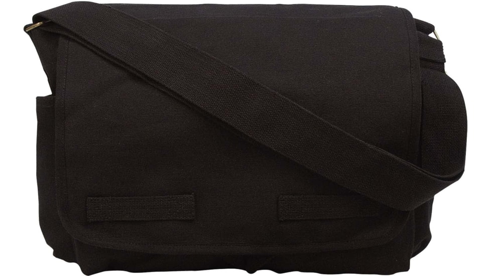Rothco Vintage Unwashed Canvas Messenger Bag, Black, 9118