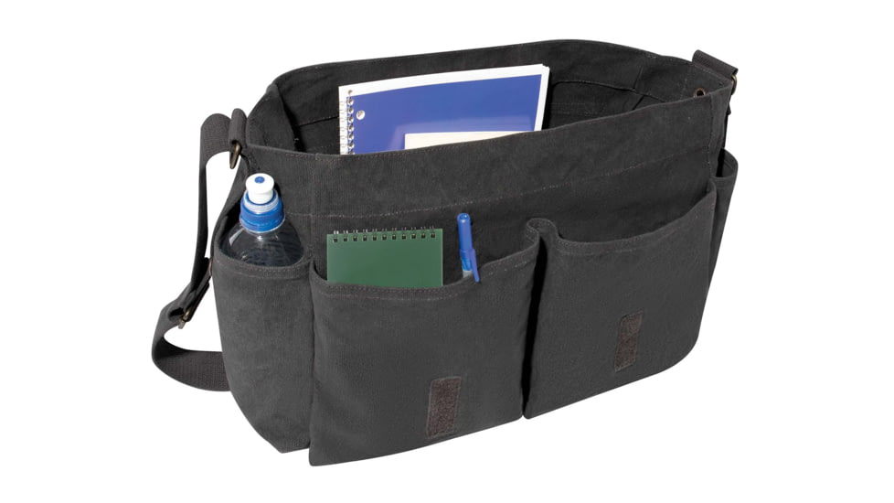 Rothco Vintage Unwashed Canvas Messenger Bag, Charcoal Grey, 91180