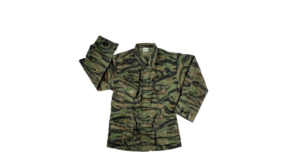 Rothco Vintage Vietnam Fatigue Shirt Rip-Stop, Tiger Stripe Camo, Small, 4621-TigerStripeCamo-S
