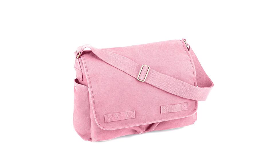 Rothco Vintage Washed Canvas Messenger Bag, Pink, 8154-Pink