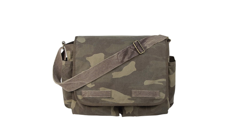 Rothco Vintage Washed Canvas Messenger Bag, Woodland Camo, 9748-WoodlandCamo