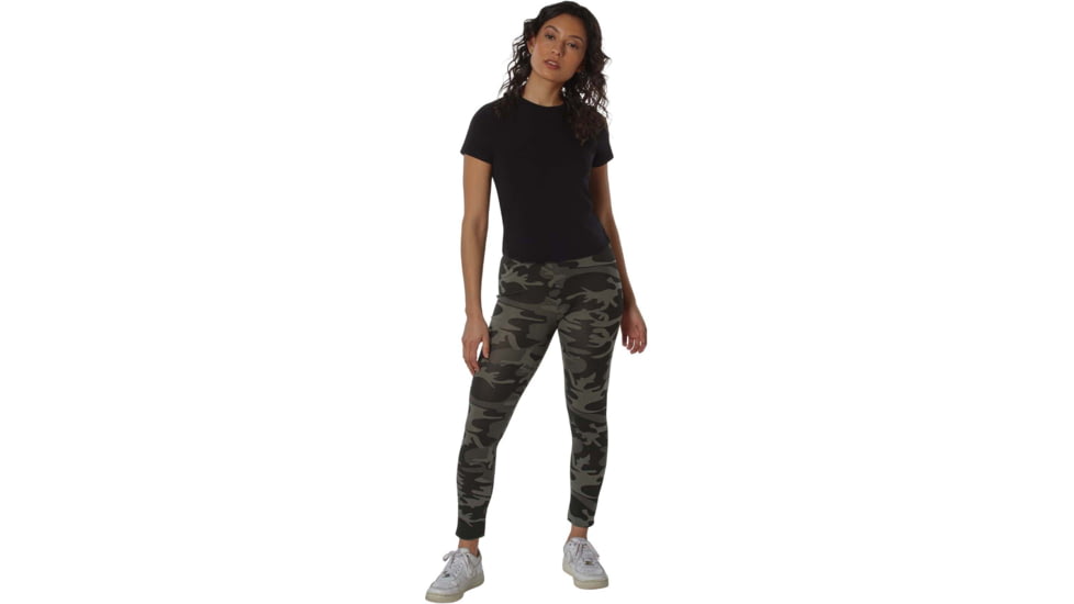 Rothco Workout Performance Camo Leggings w/ Pockets - Womens, Black Camo, Medium, 4890-BlackCamo-M