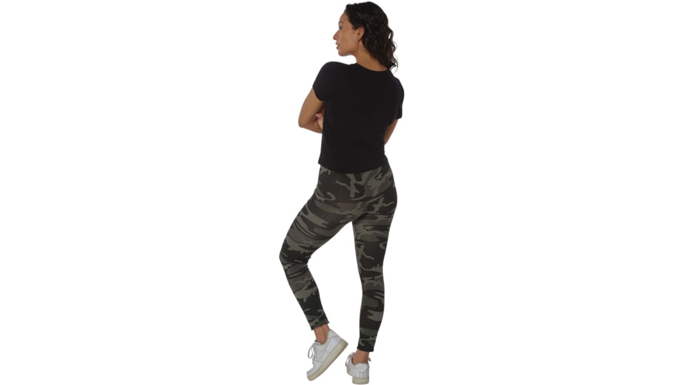 Rothco Workout Performance Camo Leggings w/ Pockets - Womens, Black Camo, Medium, 4890-BlackCamo-M