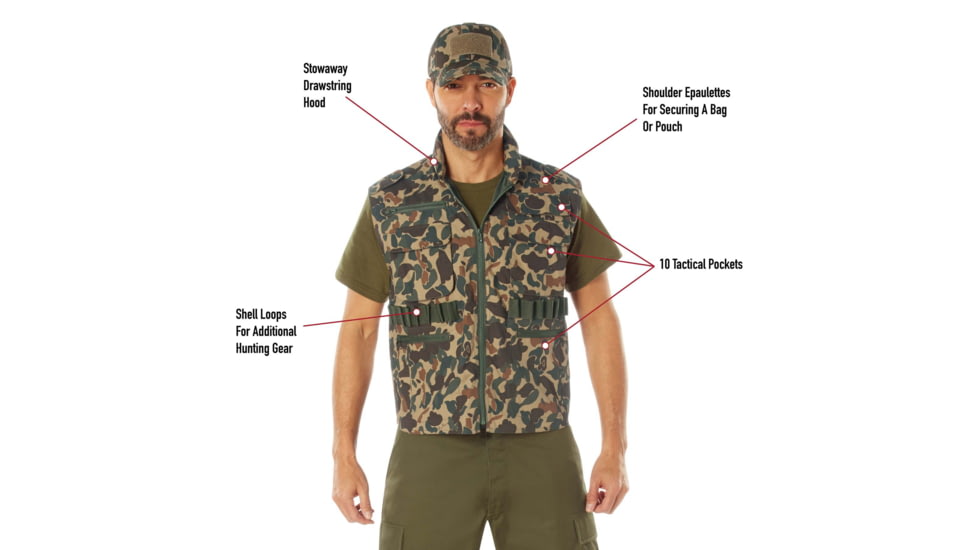 Rothco X Bear Archery Fred Camo Ranger Vest, Camo, Small, 613902036154