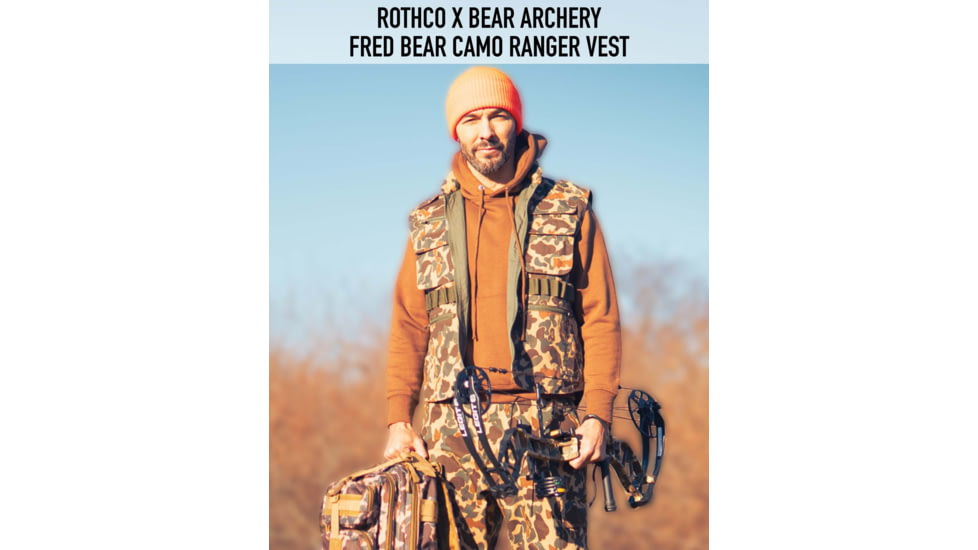 Rothco X Bear Archery Fred Camo Ranger Vest, Camo, Small, 613902036154