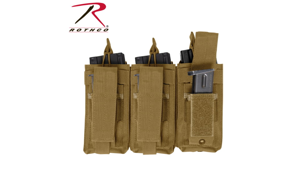 Rothco MOLLE Triple Kangaroo Rifle and Pistol Magazine Pouch, Coyote Brown, 41009-CoyoteBrown