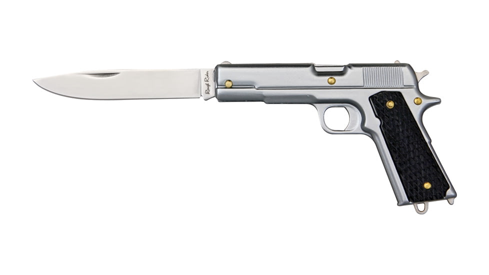 Rough Rider 45 Pistol Fold Knife, SS blade, Blued finish handle RR1188