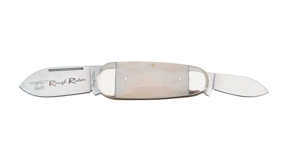 Rough Rider Baby Sunfish Fold Knife, SS spear and pen blade, White smooth bone handle RR139