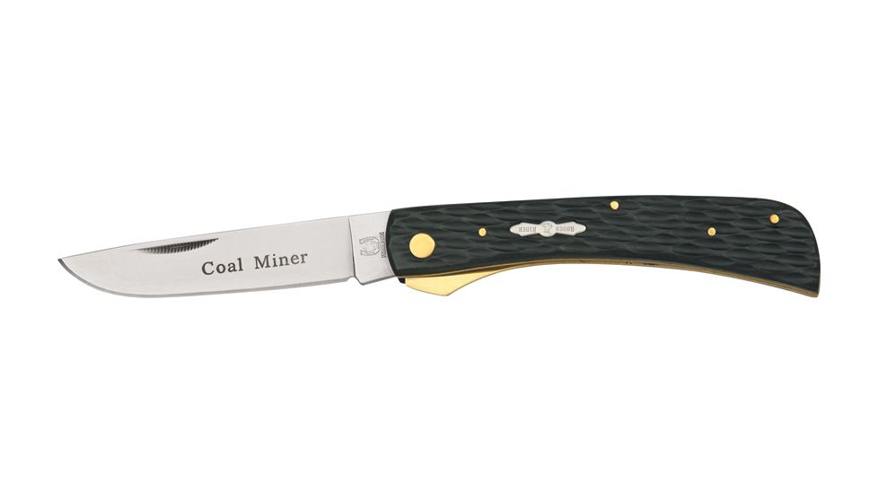 Rough Rider Coal Miner Work Fold Knife, SS drop point blade, Black jigged bone handle RR760