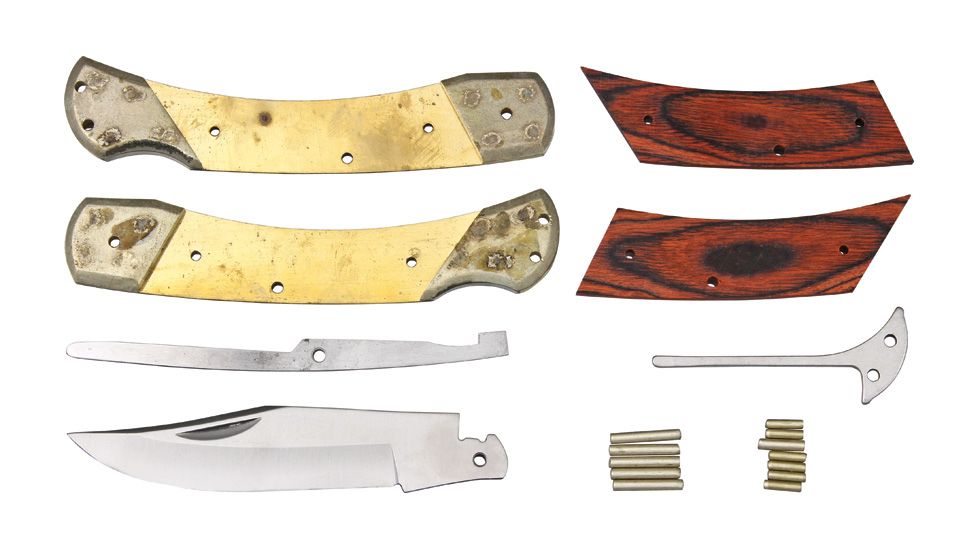 Rough Rider Custom Shop Large Lockback Kit, SS clip blade, brown rich grain wood handle RRCS1