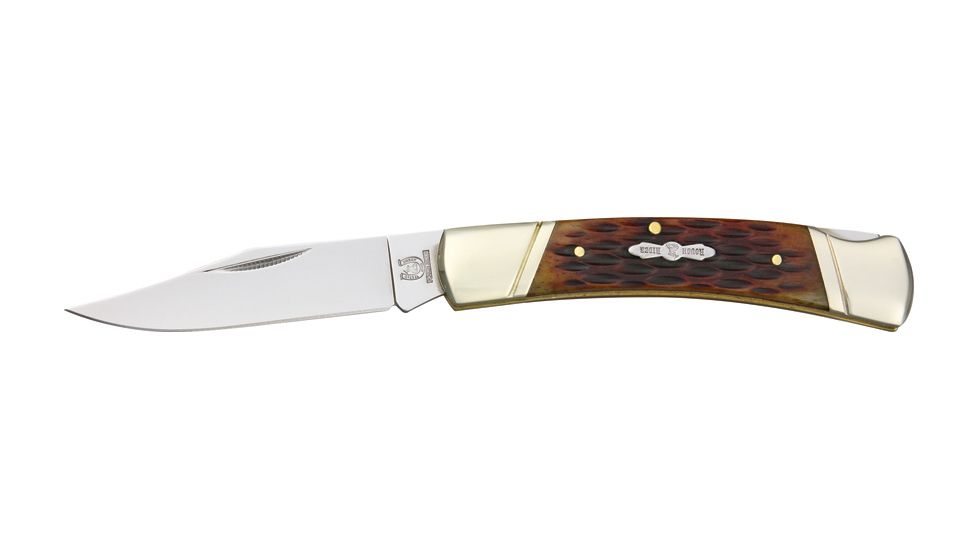 Rough Rider Lockback 3 3/4in Fold Knife, Amber jigged bone handle RR081