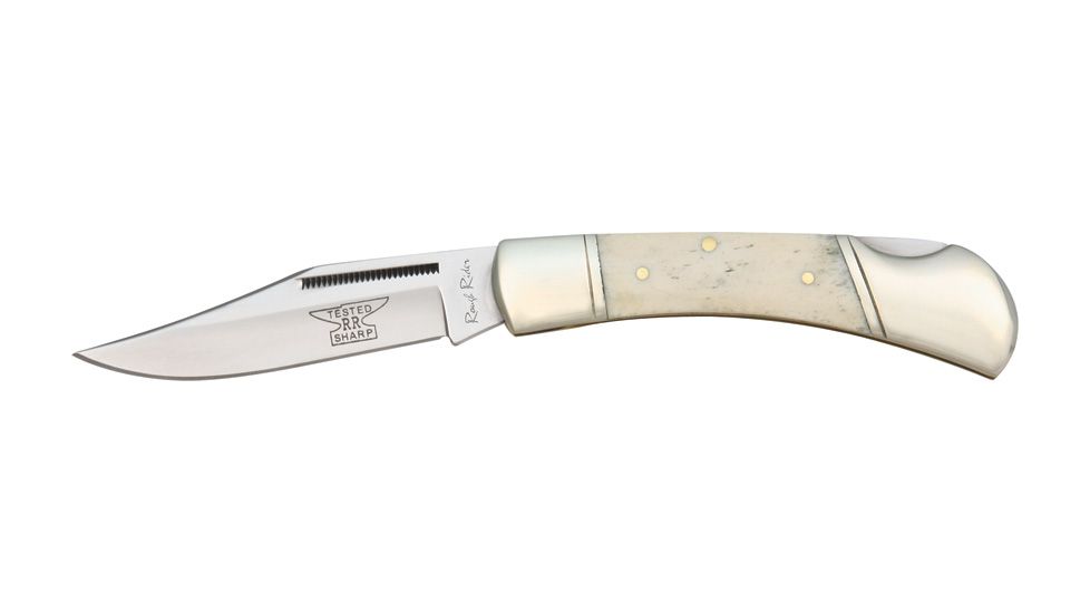 Rough Rider Lockback 3 3/4in Fold Knife, SS clip point blade, White smooth bone handle RR192