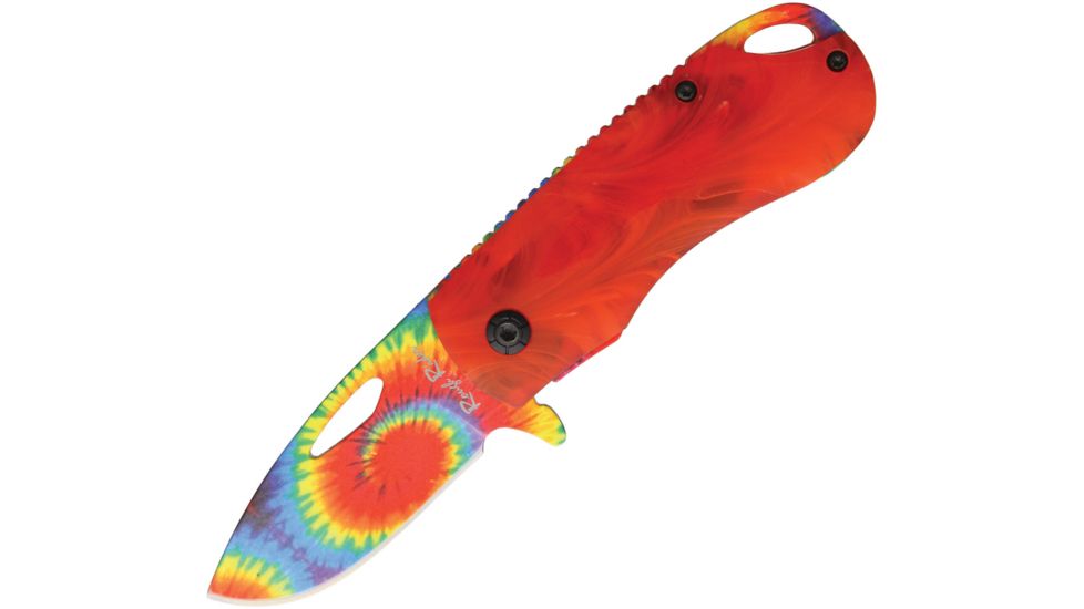 Rough Rider Orange Tie Dyed Folder Folding Knife,2.25in,Orange Polypropylene Handle RR1556