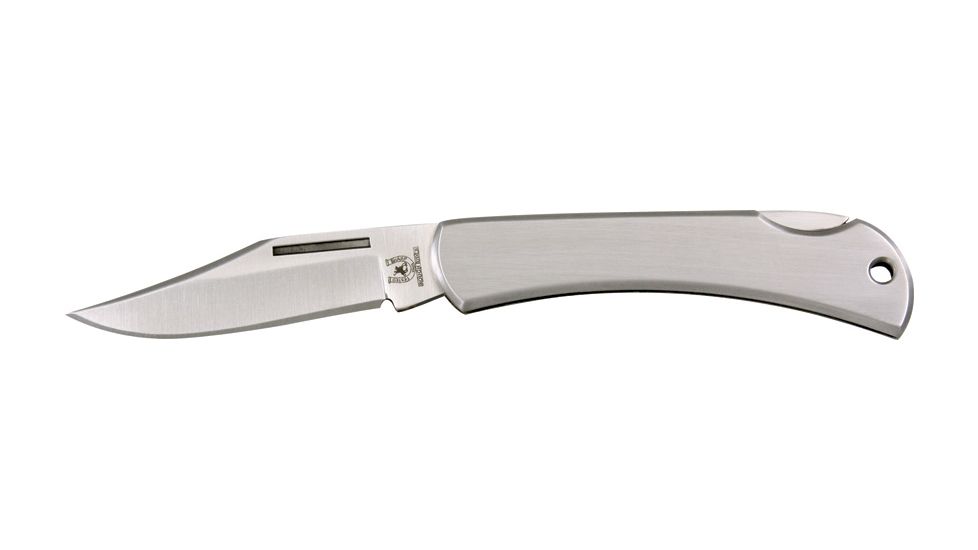 Rough Rider Stainless Lockback Fold Knife, SS clip blade, Brushed SS handle RR998