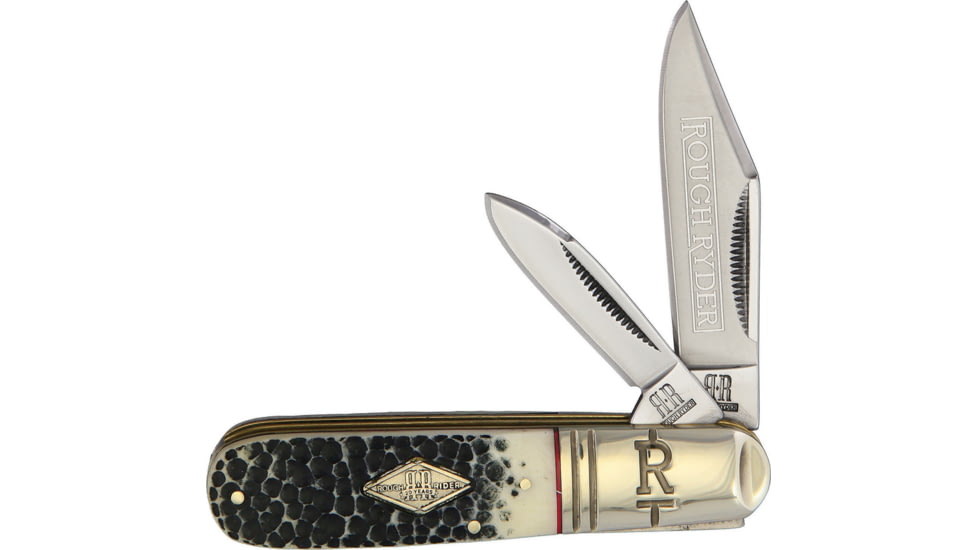 Rough Rider Barlow Buckshot Bone Folding Knife, Stainless clip and pen blades, Buckshot bone handle, RR2041 / KB211R