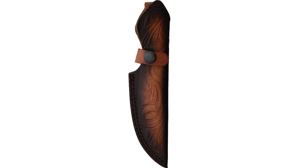 Rough Rider Turq &amp; Wood Satin Fixed Blade Knife, 8in Overall, 3.75in Satin SS Blade, Wenge Wood Handle, Brown Leather Belt Sheath, BRK-77