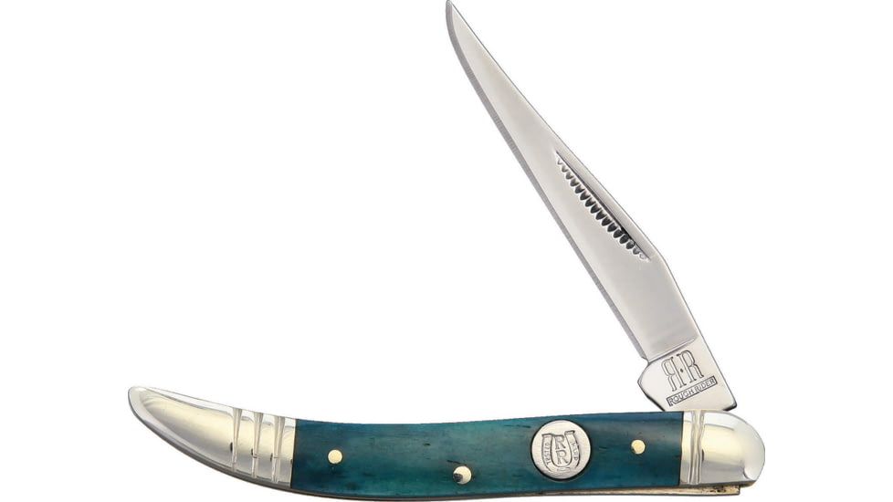 Rough Rider Toothpick Blue Smooth Bone Folding Knife, Mirror finish stainless clip blade, Blue smooth bone handle, KC013 BLUE SMOOTH BONE