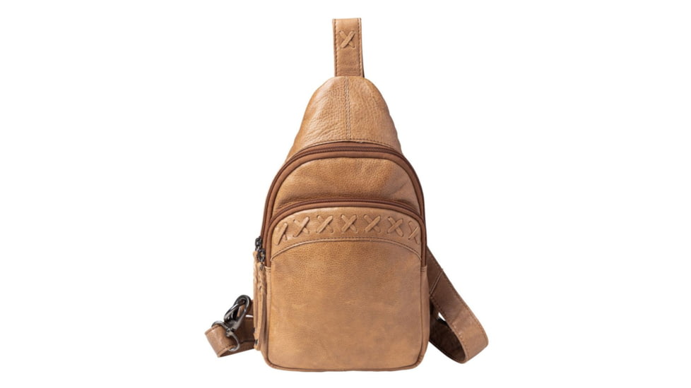 Rounded Concealed Carry Unisex Taylor Sling Leather Backpack By Lady Conceal, LCL-142-SLG-PLM