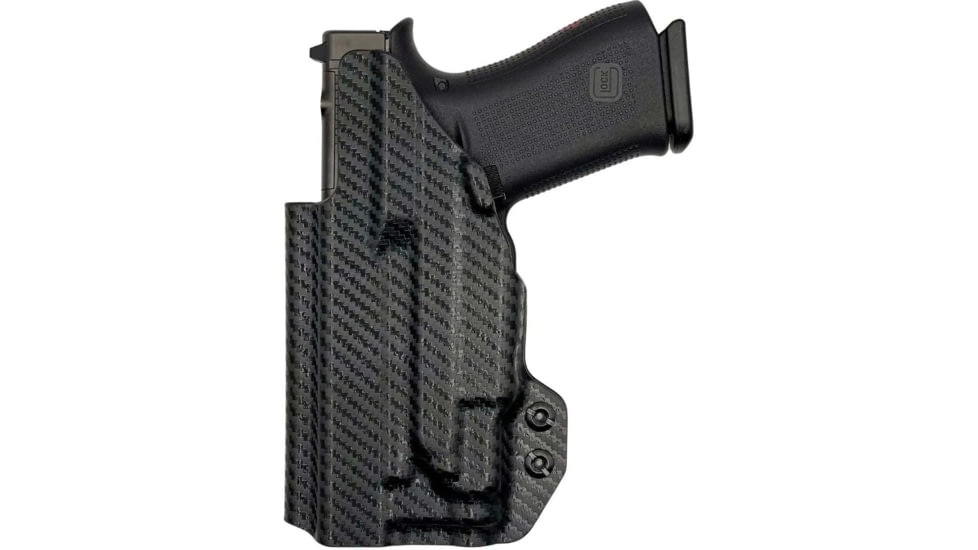 Rounded IWB Kydex Holster for Glock 43X Olight Valkyrie PL Mini 5, Right Hand, Carbon Fiber Black, GLK-43OLVPLM3-CF-RH-VAR