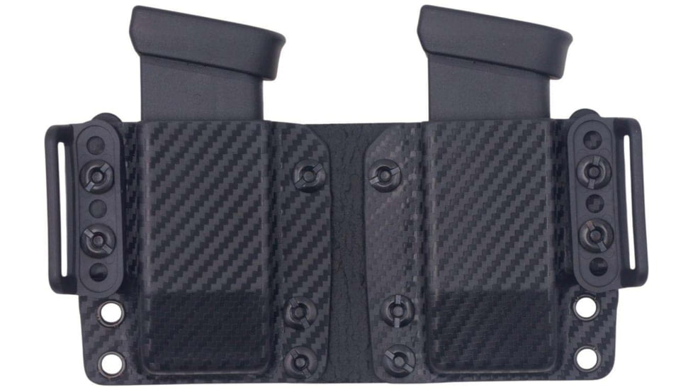 Rounded OWB KYDEX Double Magazine Holster, 380 Single Stack, Carbon Fiber, CEX-380-SS-CF-DBLMAG