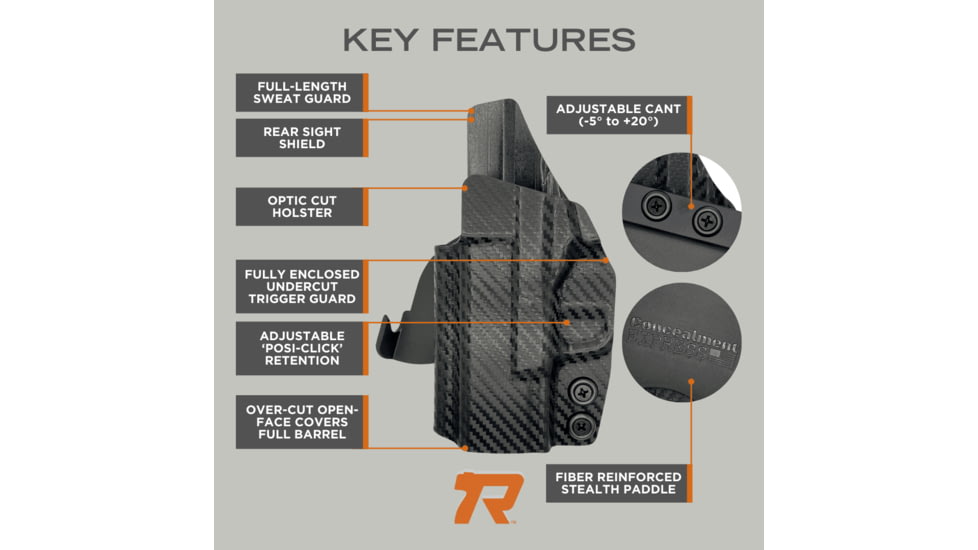 Rounded OWB Kydex Holster for IWI Jericho Enhanced, Left Hand, Black, IWI-JRO2-BK-LH-OWBPDL