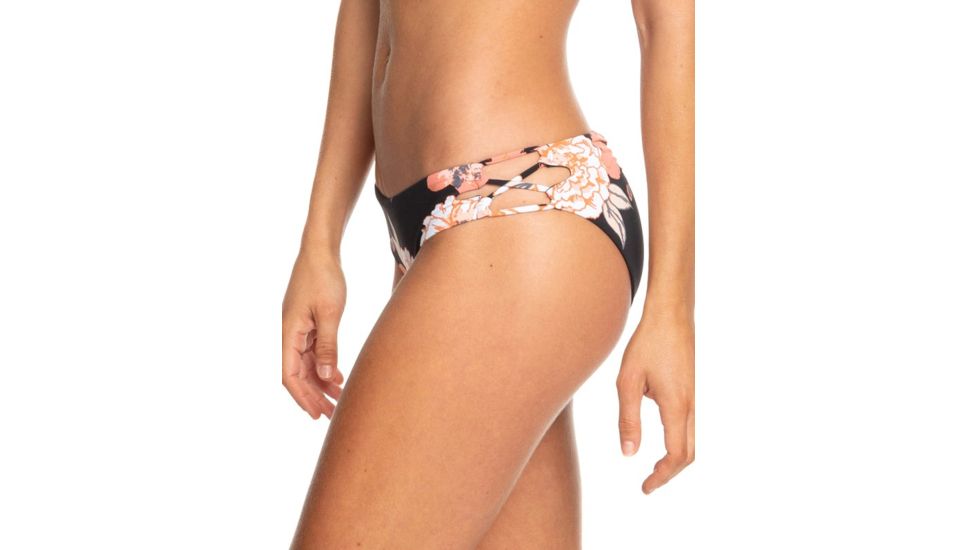 Roxy Beach Classics Full Bikini Bottoms - Womens, Anthracite S New Flowers, Large, ERJX403754-KVJ7-L