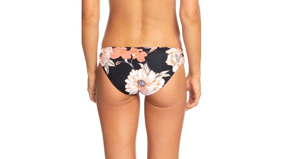 Roxy Beach Classics Full Bikini Bottoms - Womens, Anthracite S New Flowers, Large, ERJX403754-KVJ7-L