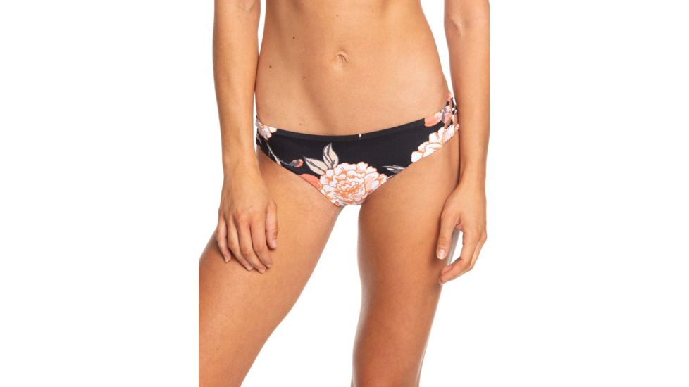 Roxy Beach Classics Full Bikini Bottoms - Womens, Anthracite S New Flowers, Large, ERJX403754-KVJ7-L