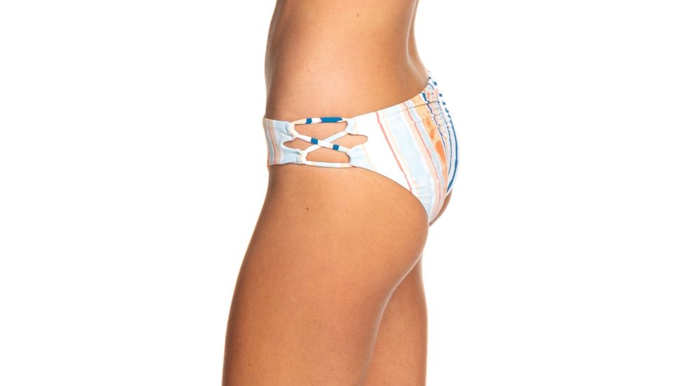 Roxy Beach Classics Full Bikini Bottoms - Womens, Bright White River, Small, ERJX403754-WBB4-S