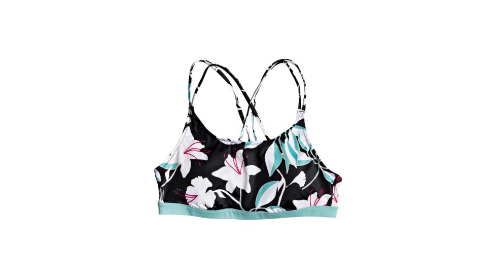 Roxy Fitness Sports Bra Bikini Top - Womens, True Black Story Of, Medium, ERJX304123-XKKW-M