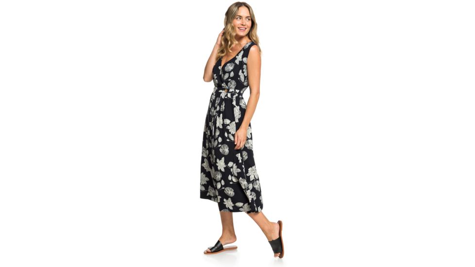 Roxy In The Mood For Dance Wrap-Front Midi Dress - Womens, Anthracite Flower Of Love, Small, ERJWD03336-KVJ8-S