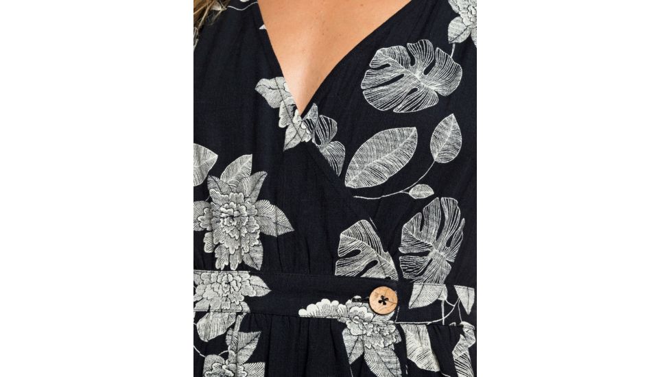 Roxy In The Mood For Dance Wrap-Front Midi Dress - Womens, Anthracite Flower Of Love, Small, ERJWD03336-KVJ8-S