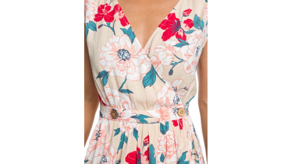 Roxy In The Mood For Dance Wrap-Front Midi Dress - Womens, Ivory Cream New Flowers, Small, ERJWD03336-TFM6-S