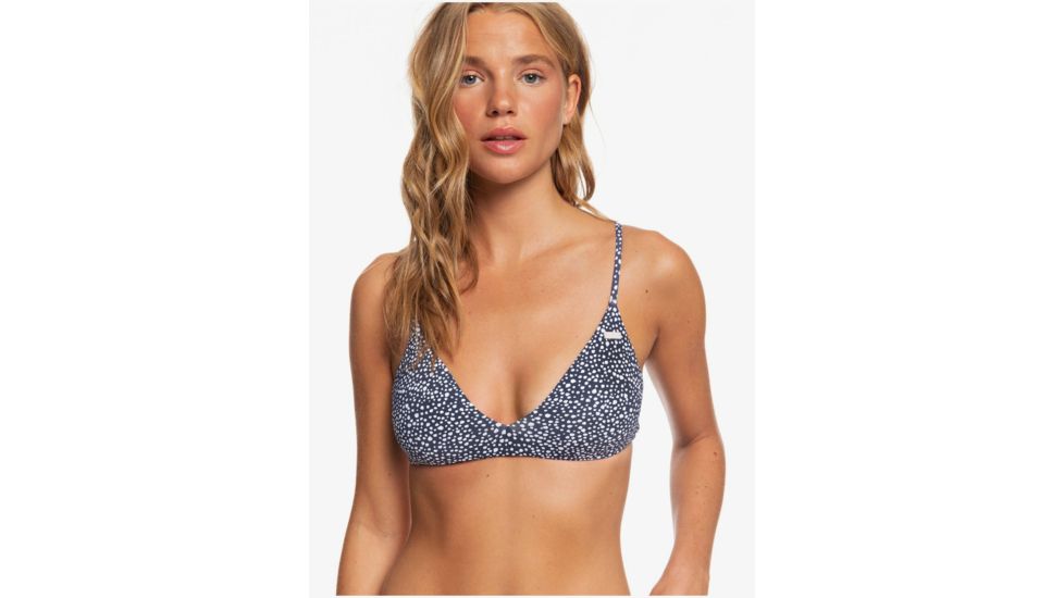 Roxy Printed Beach Classics Athletic Triangle Bikini Top - Womens, Mood Indigo Chaos S, Small, ERJX304071-BSP2-S