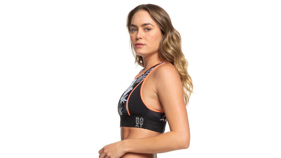 Roxy Fitness Pt Crop Top Bra - Women's, True Black S Full Bicolys, Medium, ERJX303976-KVJ2-M