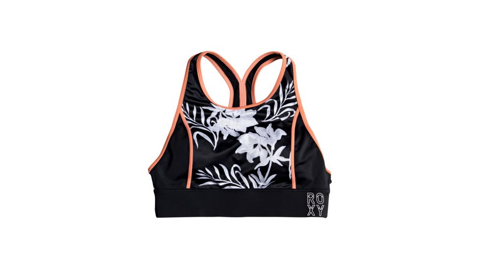 Roxy Fitness Pt Crop Top Bra - Women's, True Black S Full Bicolys, Medium, ERJX303976-KVJ2-M