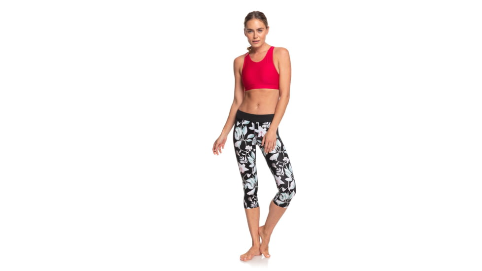 Roxy Take Me To The Beach Capri Sports Leggings - Womens, True Black Story Of, Small, ERJWP03029-XKKW-S