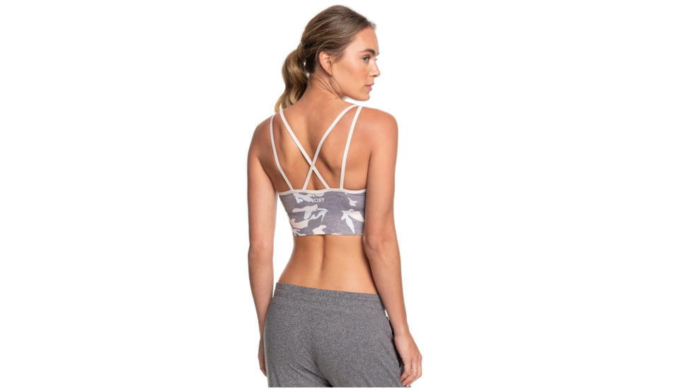 Roxy Welcome To Accapulco Medium Support Sports Bra - Womens, Charcoal Heather Darwin, Large, ERJKT03619-SZCH-L