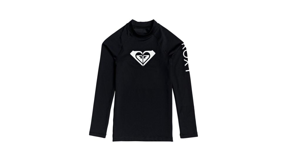 Roxy Whole Hearted Long Sleeve Rashguard - Girls, Anthracite, 10/Medium, ERGWR03182-KVJ0-10/M