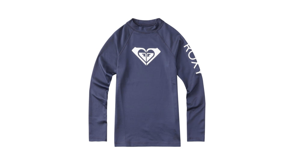 Roxy Whole Hearted Long Sleeve Rashguard - Girls, Mood Indigo, 10/Medium, ERGWR03182-BSP0-10/M