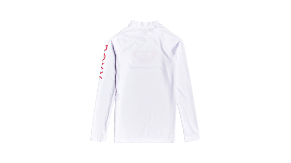 Roxy Whole Hearted Long Sleeve Rashguard - Girls, White, 8/Small, ERGWR03182-WBB0-8/S